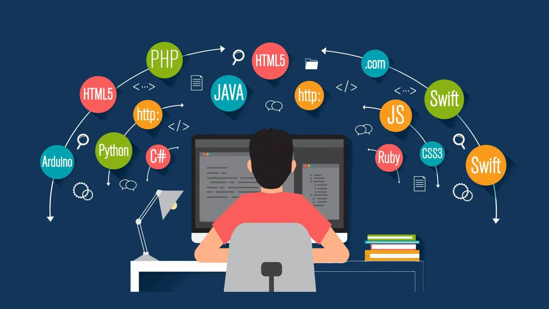 A focused student working on a coding project